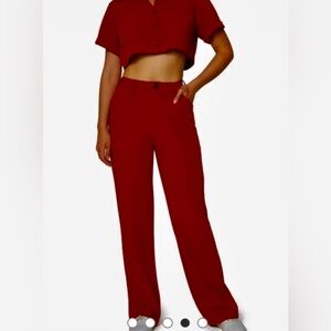 WeWoreWhat trousers and cropped top